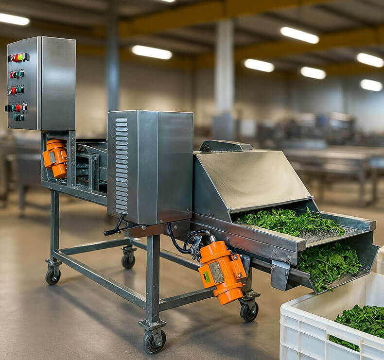 Cortadora industrial de vegetales Vanpack en línea de proceso