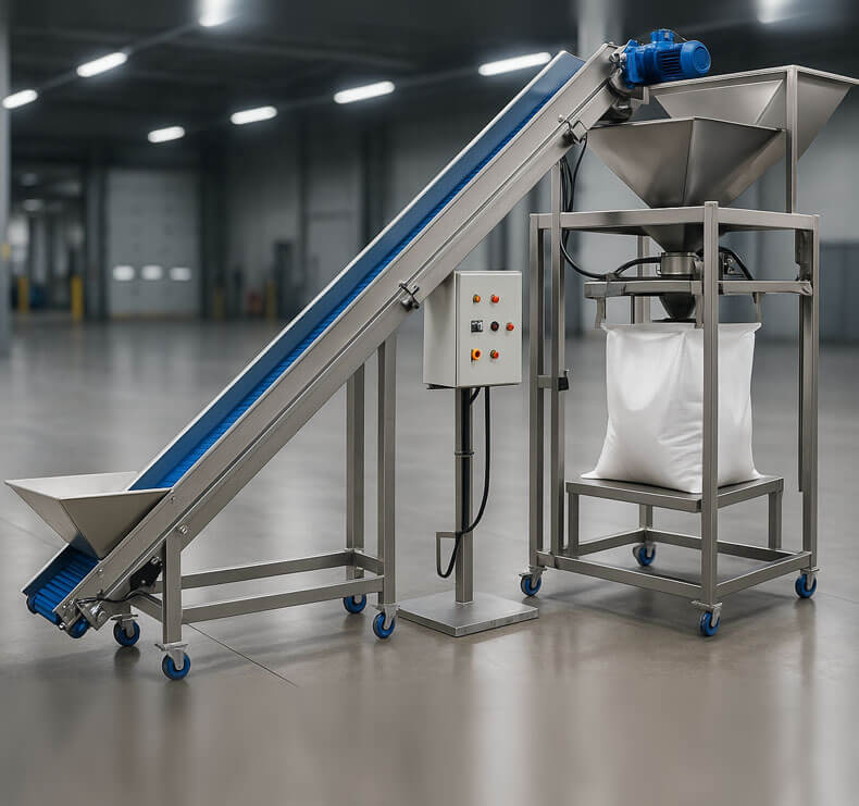 Elevador industrial con estación de embolsado Vanpack