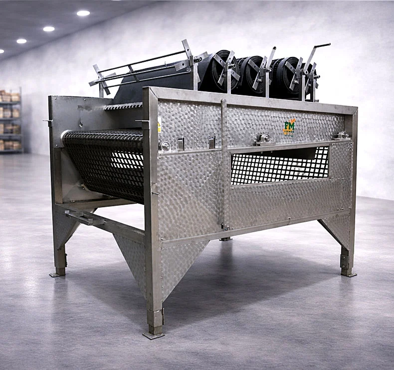 Prelimpieza con rodillos y malla para tubérculos en bodega – Vanpack.